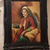 تابلو نقاشی دختر قاجار و گل رز|تابلو، نقاشی، عکس|تهران, مسعودیه|دیوار
