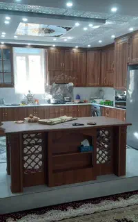 کابینت چوب MDF کمدکناف تی وی وال برقکاری دکوراسیون