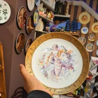 بشقاب قلم ابی خارجی بشقاب دیواری طلاکوب دیس چینی|تابلو، نقاشی، عکس|کرج, شهرک آسمان|دیوار