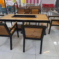 میز و صندلی فلزی چوب ترمو کافه ویلا باغ کد ۰۱۵|صندلی و نیمکت|چهارباغ, |دیوار