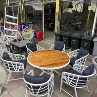 ست شش نفره میز چوب ترمو میز گرد باغی|مبلمان خانگی و میز عسلی|چهارباغ, |دیوار