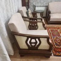 مبل ۷ نفره چوبی و حصیری|مبلمان خانگی و میز عسلی|مشهد, سجاد شهر|دیوار