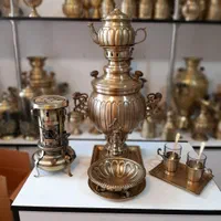 سماور زغالی ماهنوش برنجی ۱ گازی ذغالی سماوری منقل