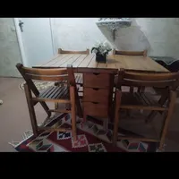 میز و صندلی چهار نفره چوبی تاشو