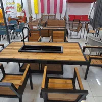 میز و صندلی فلزی چوب ترمو کافه ویلا باغ کد ۰۱۵