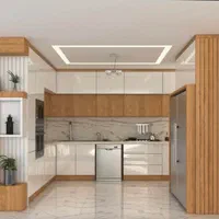 کابینت آشپزخانه چوب بلوط پاکچوب ام دی اف هایگلاس