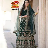 کرایه لباس هندی مجلسی هندی ساری سبز خامه دوزی|لباس|شیراز, صاحب الزمان|دیوار
