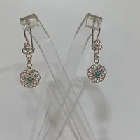 گوشواره نقره کار ملیله اصفهان کد ۴۸۲ نگین آبی