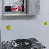 روشویی کابینتی سنگی طوسی و طرح چوب فول ست|لوازم سرویس بهداشتی|نجف‌آباد, شریعتی|دیوار