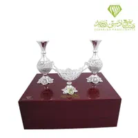 ست جفت گلدان و کشکول ملیله نقره در جعبه تمام چوب|صنایع دستی و سایر لوازم تزئینی|تهران, جنت‌آباد جنوبی|دیوار