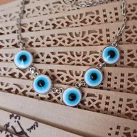 گردنبند نقره عیار ۹۲۵ نگین چشم آبی کد ۹۸۹