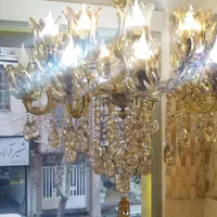 لوستر 10 شاخه 20 شعله برنجی (برنز)|لوستر و چراغ آویز|بروجرد, |دیوار