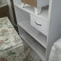 ست میز پیشخوان یا کانتر و کتابخانه سفید حنفی|کتابخانه، شلف، قفسه‌های دیواری|قم, نیروگاه|دیوار