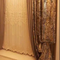 پرده سالنی حریر ترک با دکوری مخمل|پرده، رانر، رومیزی|تهران, تهرانپارس غربی|دیوار
