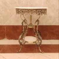 میز برنجی برنزی مدل فرانسوی چهار پایه ۲ طبقه