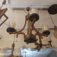 لوستر چوبی چهار چراغ|لوستر و چراغ آویز|اصفهان, مصلی|دیوار