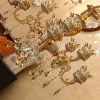 لوستر دوگل استاتیک کرم طلا فرانسه۴شاخه ۸لامپه بزرگ|لوستر و چراغ آویز|تبریز, |دیوار