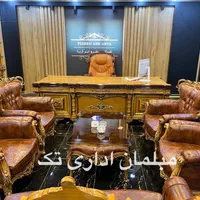 مبلمان اداری/میزومبل دفتری مدل چرم عسلی آریا