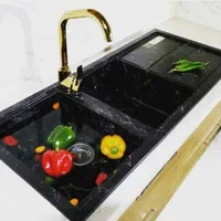 سینک گرانیتی طرح سنگ سفید مشکی