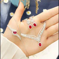 سرویس زنجیری یاقوت نقره کد04900جواهری کادویی