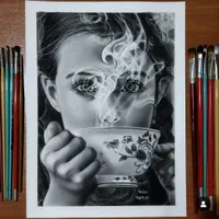 سفارش تابلو سیاهقلم و گچ پاستل هدیه ای ماندگار|تابلو، نقاشی، عکس|شیراز, نیایش|دیوار
