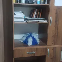 ویترین. میز تحریر با کتابخانه. قالیچه|کتابخانه، شلف، قفسه‌های دیواری|اندیشه, |دیوار