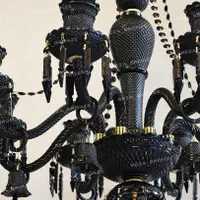 لوستر باکارا/باکارات فرانسه بلوری کریستالی مشکی|لوستر و چراغ آویز|تبریز, |دیوار