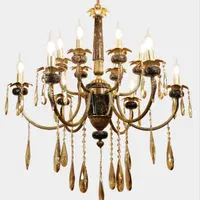 لوستر برنزی ۱۰ شعله ترکیب با سنگ