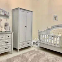 سرویس خواب چوب کودک سیسمونی مدل رمانتیک|تخت و سرویس خواب|کرج, حصارک بالا|دیوار