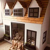 تخت کلبه ای دو طبقه طرح خانه انگلیسی