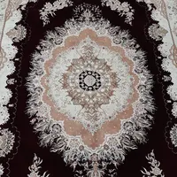فرش ماشینی زرشکی وکرم رنگ خوشکل