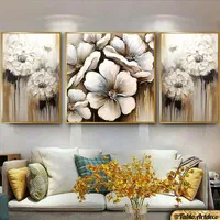 تابلو چاپی ۳ تکه طرح گل دکوراتیو ، تابلو مدرن