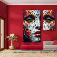 تابلو نقاشی رنگ روغن چاپ شاسی مدرن سوررئال چهره زن