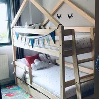 تخت خواب دو طبقه طرح کلبه ای