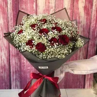 دسته گل رز قرمز  ژیپسوفیلا تولد هدیه سوپرایزی|گل و گیاه طبیعی|تهران, خرمشهر|دیوار