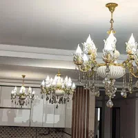 لوستر 12 شعله ترکیب برنز و سرامیک تولیدی رستمی|لوستر و چراغ آویز|زنجان, |دیوار