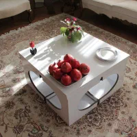 میز مدل سوپر کلاسیک سفید پنج تکه مربع|مبلمان خانگی و میز عسلی|اصفهان, باغ فدک|دیوار