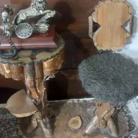 میز تلفن و تلفن شیک چوبی