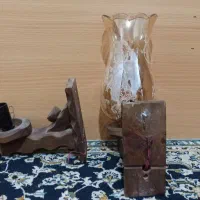 دوعد دیوار کوب چوبی با حباب شیشه ای|صنایع دستی و سایر لوازم تزئینی|تهران, شهرک گلها|دیوار
