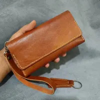 کیف پول و موبایل کمری -دستی چرمی دست دوز