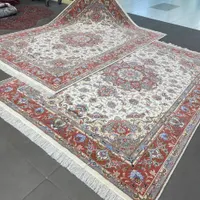 فرش دستباف جفت ۶ متری گل ابریشم طرح تبریز