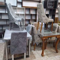 میز نهارخوری فلزی طرح چوب با سه سال ضمانت