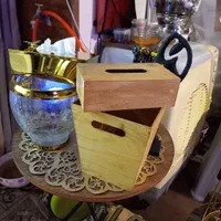 سرویس سطل و جا دستمال شیشه ای ابگز و چوب|ساعت دیواری و تزئینی|مشهد, سرافرازان|دیوار