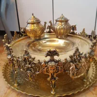 منقل سماوری برنجی ذغالی زغالی سماور تسلا گازی|کلکسیون اشیاء عتیقه|کرمانشاه, |دیوار