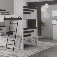 تخت خواب دوطبقه طرح سفید مشکی//