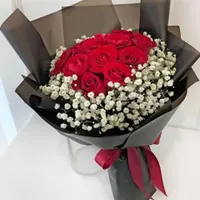 دسته گل رز قرمز  ژیپسوفیلا تولد هدیه سوپرایزی|گل و گیاه طبیعی|تهران, خرمشهر|دیوار