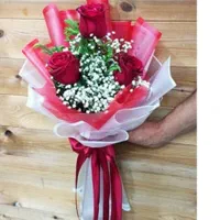 دسته گل رز قرمز  ژیپسوفیلا تولد هدیه سوپرایزی|گل و گیاه طبیعی|تهران, خرمشهر|دیوار