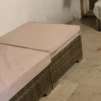 مبل باغی حصیری  ۲ نفره همراه پاف|صندلی و نیمکت|تهران, دربند|دیوار