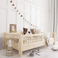 تخت خواب کودک و نوجوان تمام چوب باگارد خراطی کد T۲|تخت و سرویس خواب|تهران, بهاران|دیوار