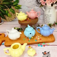 قوری زعفران رنگی سرامیکی طرح کدو